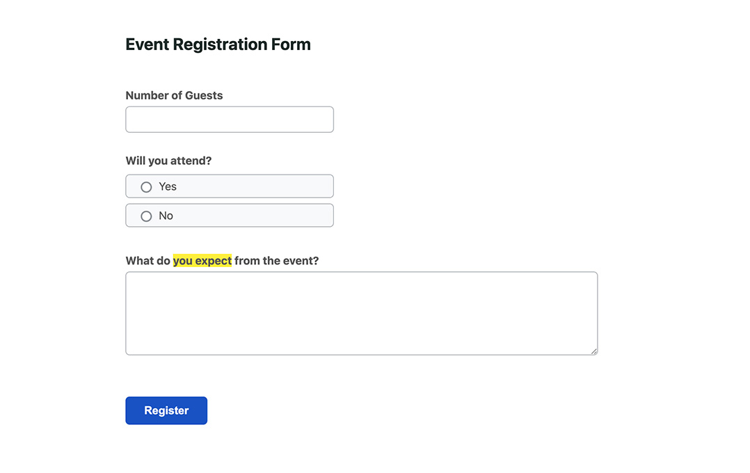 Event Capture Form