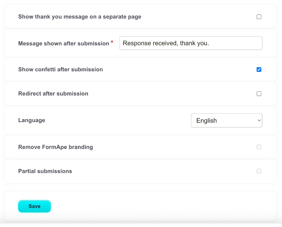FormApe responses
