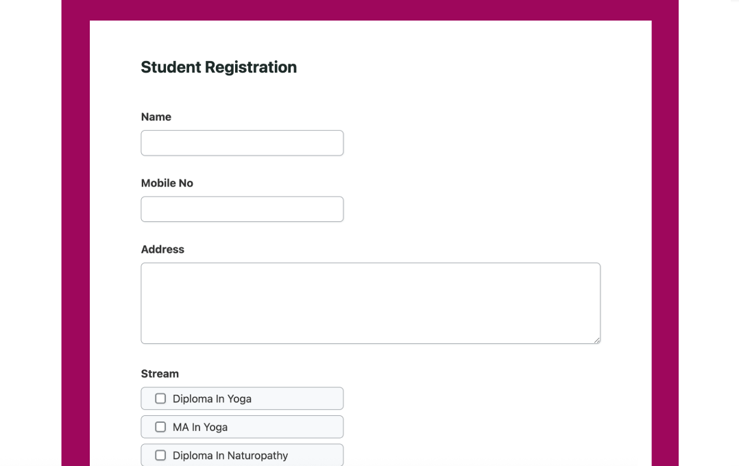 Student Registration Form